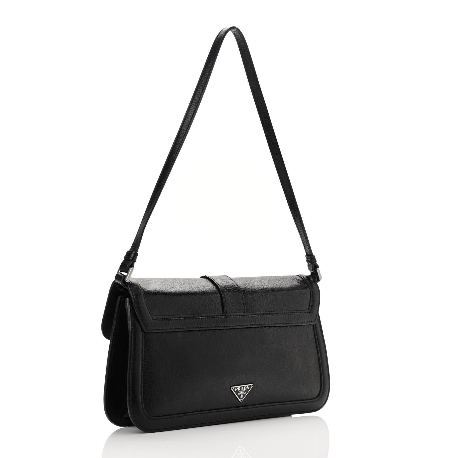 Prada Goatskin Flap Bag Black 3 of 10