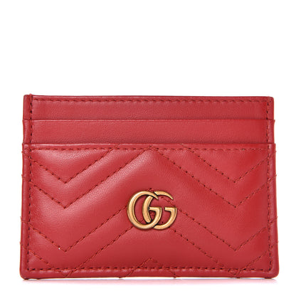 Gucci Calfskin Matelasse GG Marmont Card Holder Hibiscus Red 1 of 9