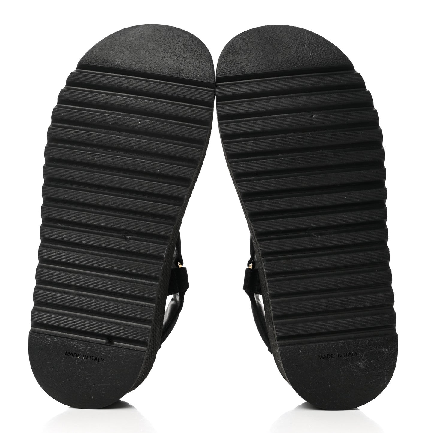 Grosgrain Quilted CC Logo Platform Sandals 36 Black