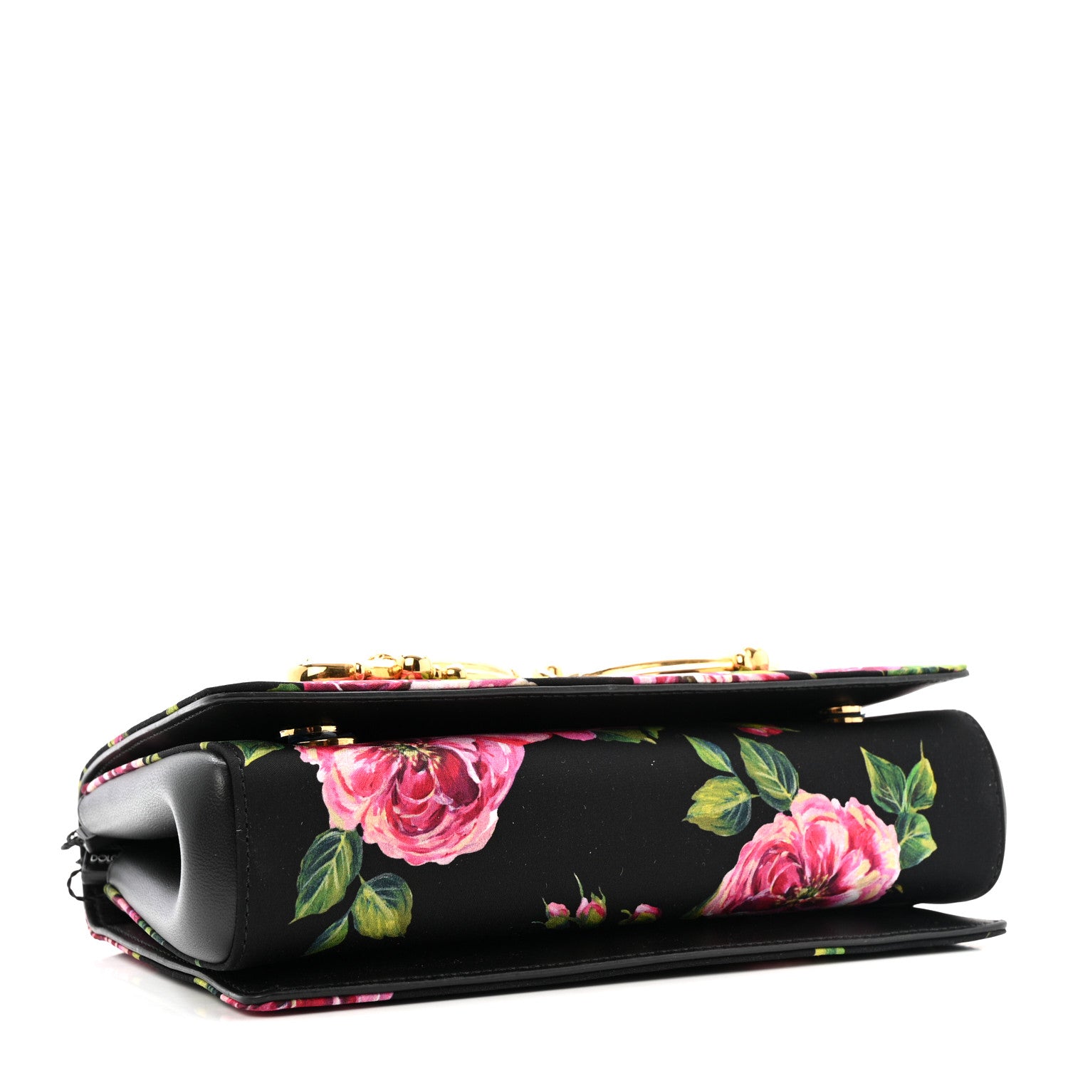 Dolce & Gabbana Calfskin Satin Floral Print DG Girls Bag Black