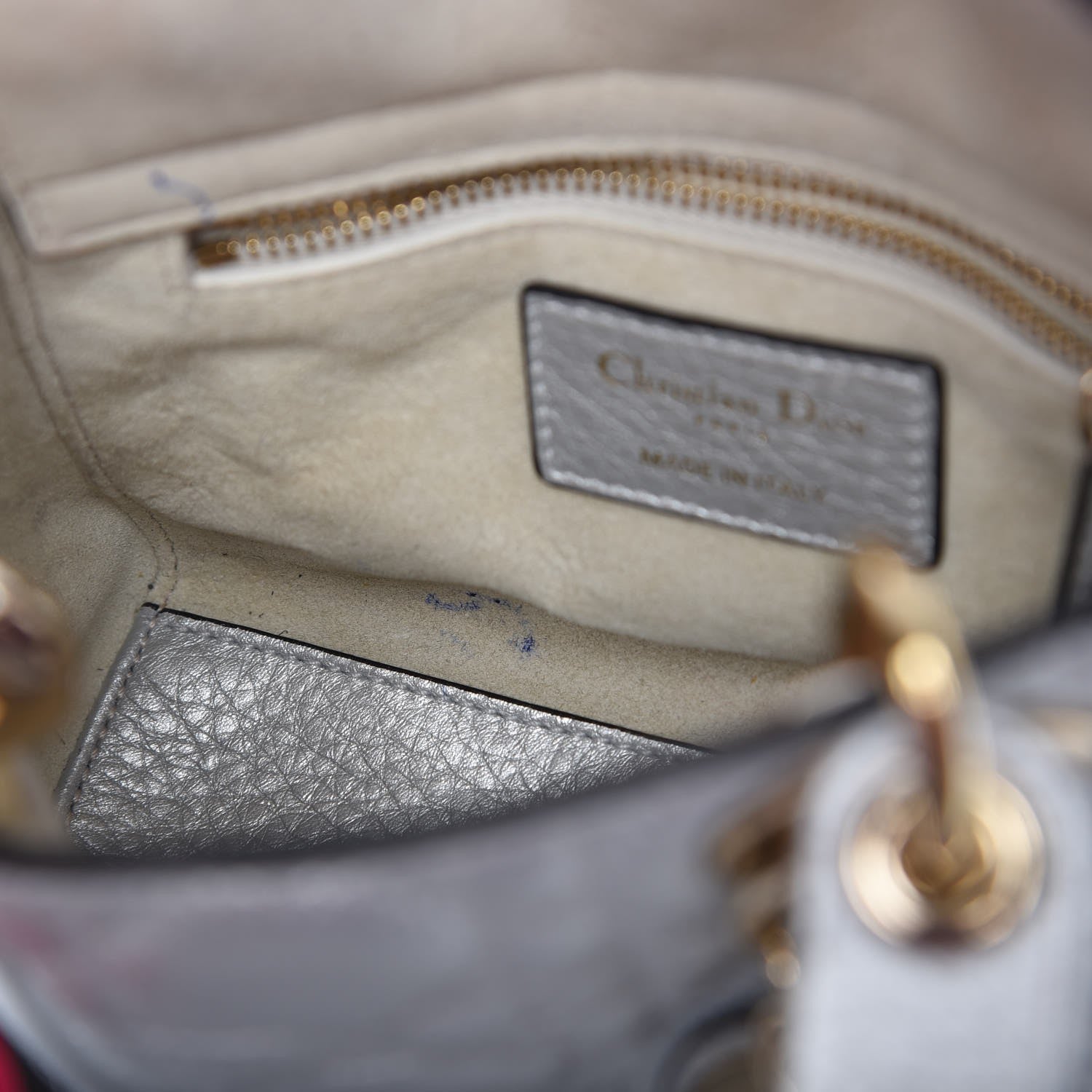 Christian Dior Metallic Grained Calfskin Cannage Mini Lady Dior Silver 8 of 10