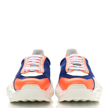 Jimmy Choo Suede Calfskin Diamond Low Top Sneaker 39.5 Cobalt Neon Orange 2 of 8
