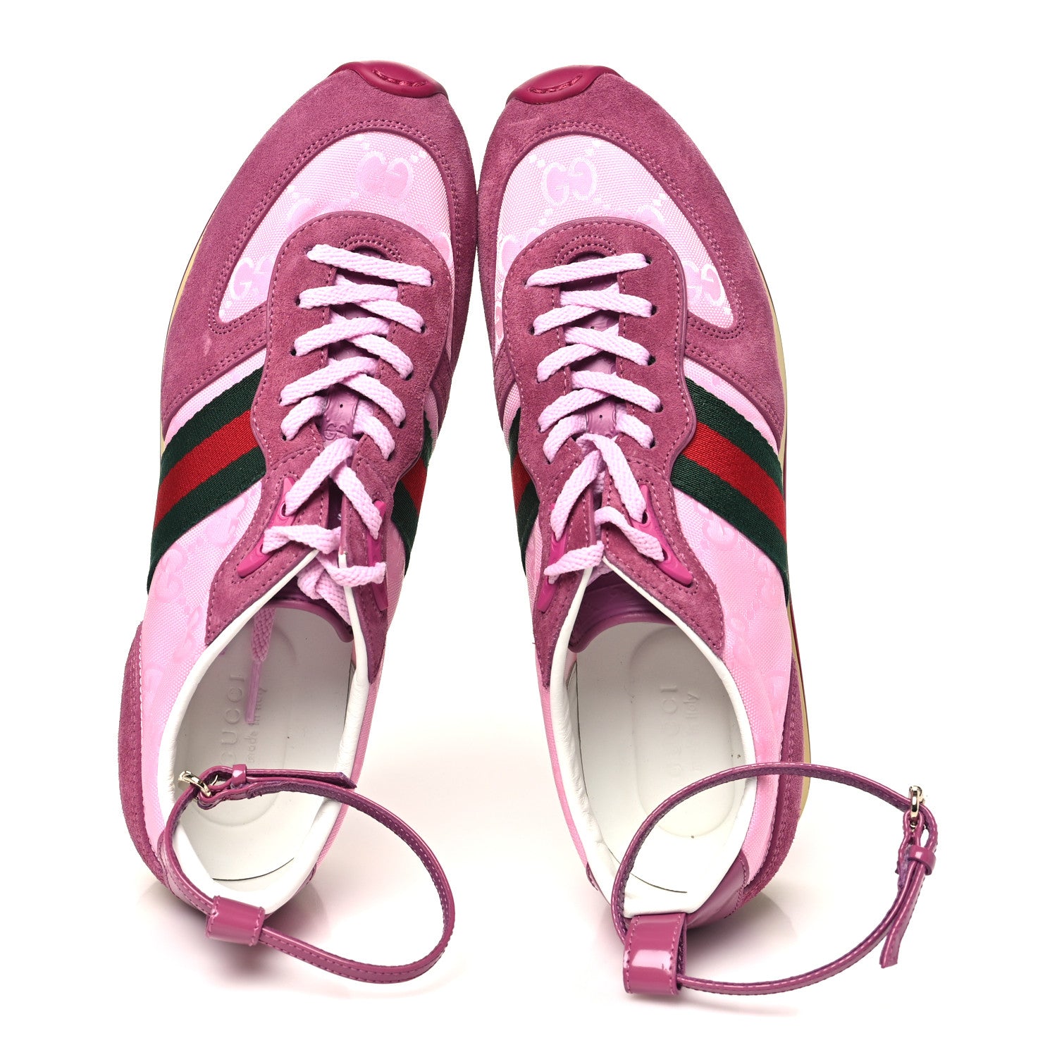 Gucci GG Suede Monogram Web Re-Motion Sneakers 39 Dark Pink 2 of 7
