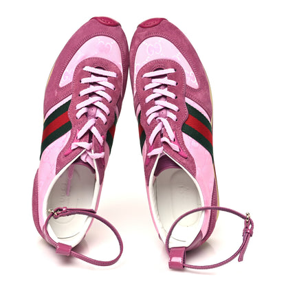 Gucci GG Suede Monogram Web Re-Motion Sneakers 39 Dark Pink 2 of 7