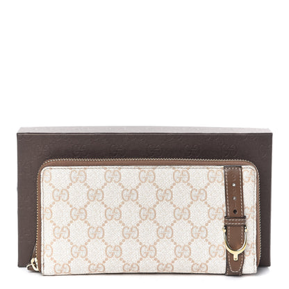 Gucci GG Supreme Monogram Calfskin Nice Zip Around Wallet New Mystic White Beige Brown 17 of 17