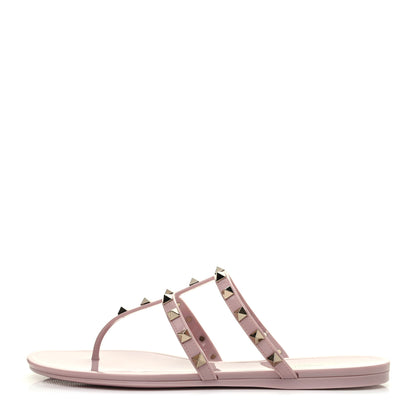 Valentino Garavani PVC Jelly Rockstud Caged Thong Sandals 40 Water Rose 1 of 8