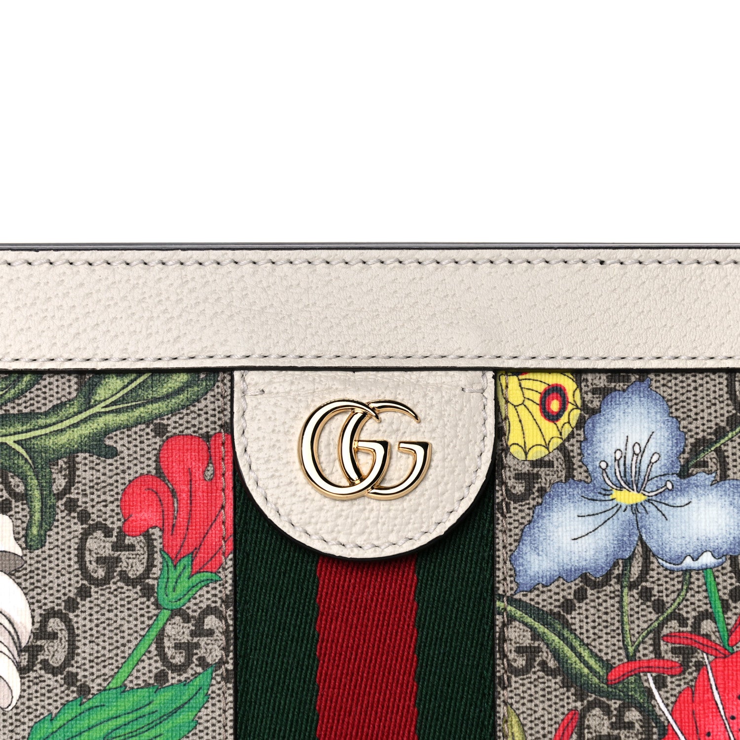Gucci GG Supreme Monogram Flora Web Small Ophidia Chain Shoulder Bag White 9 of 12