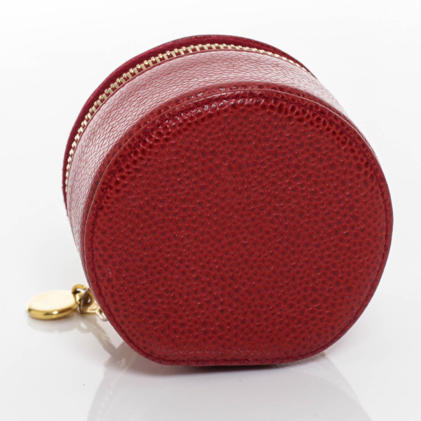 Small Caviar Jewelry Travel Case Dark Red