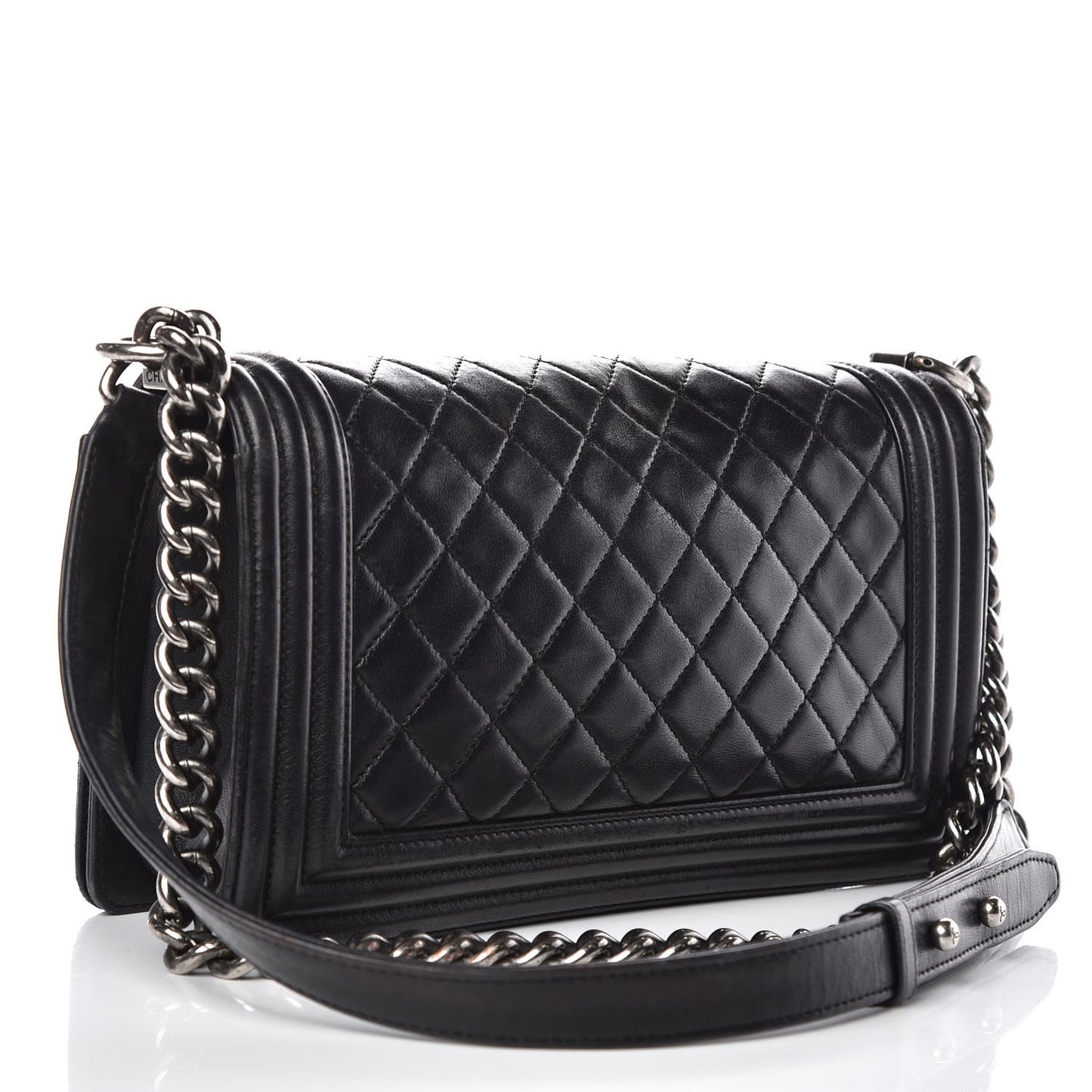 Lambskin Quilted Medium Boy Flap Black