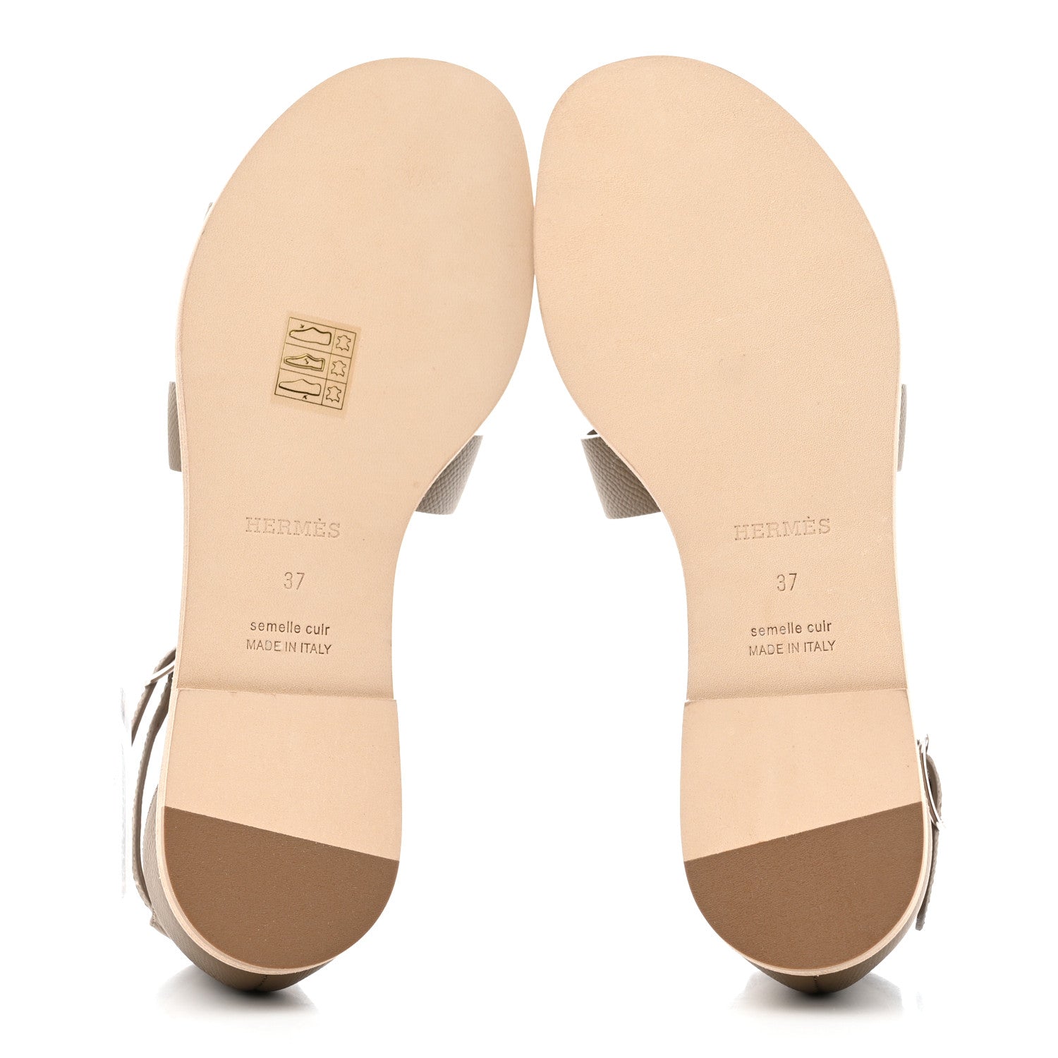 Hermes Epsom Santorini Sandals 37 Etoupe 5 of 9