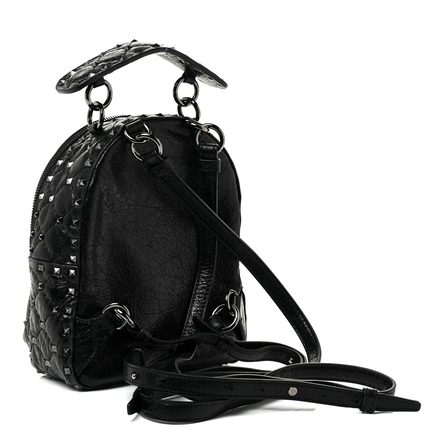 Valentino Garavani Craquele Nappa Quilted Mini Rockstud Spike Backpack Black 3 of 9