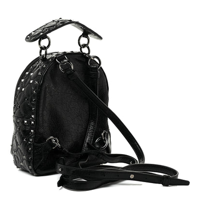 Valentino Garavani Craquele Nappa Quilted Mini Rockstud Spike Backpack Black 3 of 9