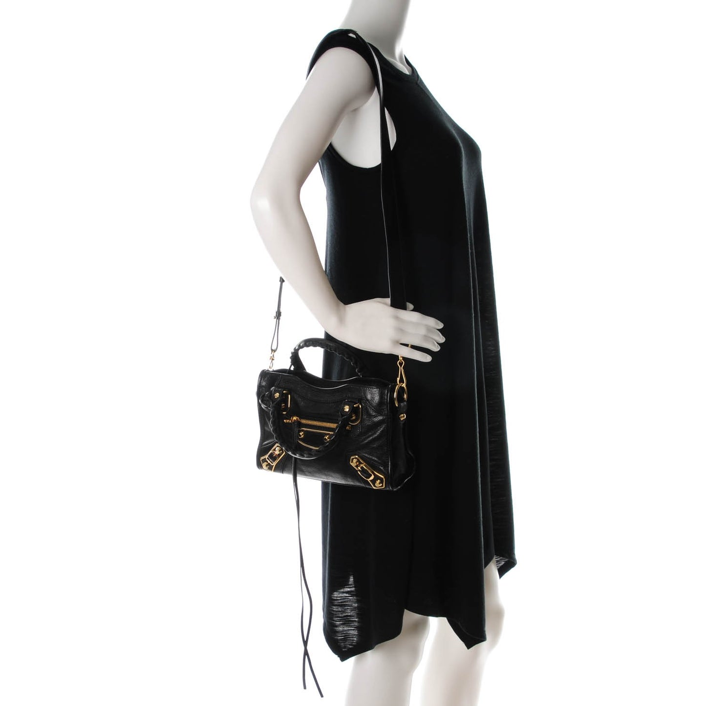 Chevre Gold Metallic Edge Hardware Mini City Black