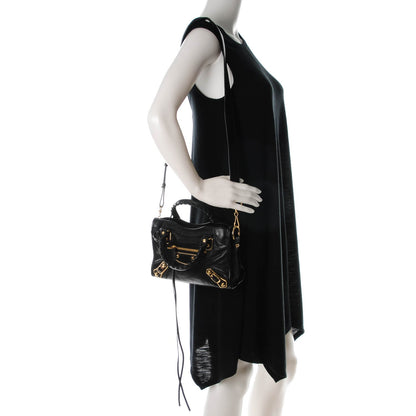 Balenciaga Chevre Gold Metallic Edge Hardware Mini City Black 2 of 7