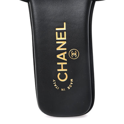 Chanel Lambskin CC Cut Out Mules Sandals 39 Black 8 of 10