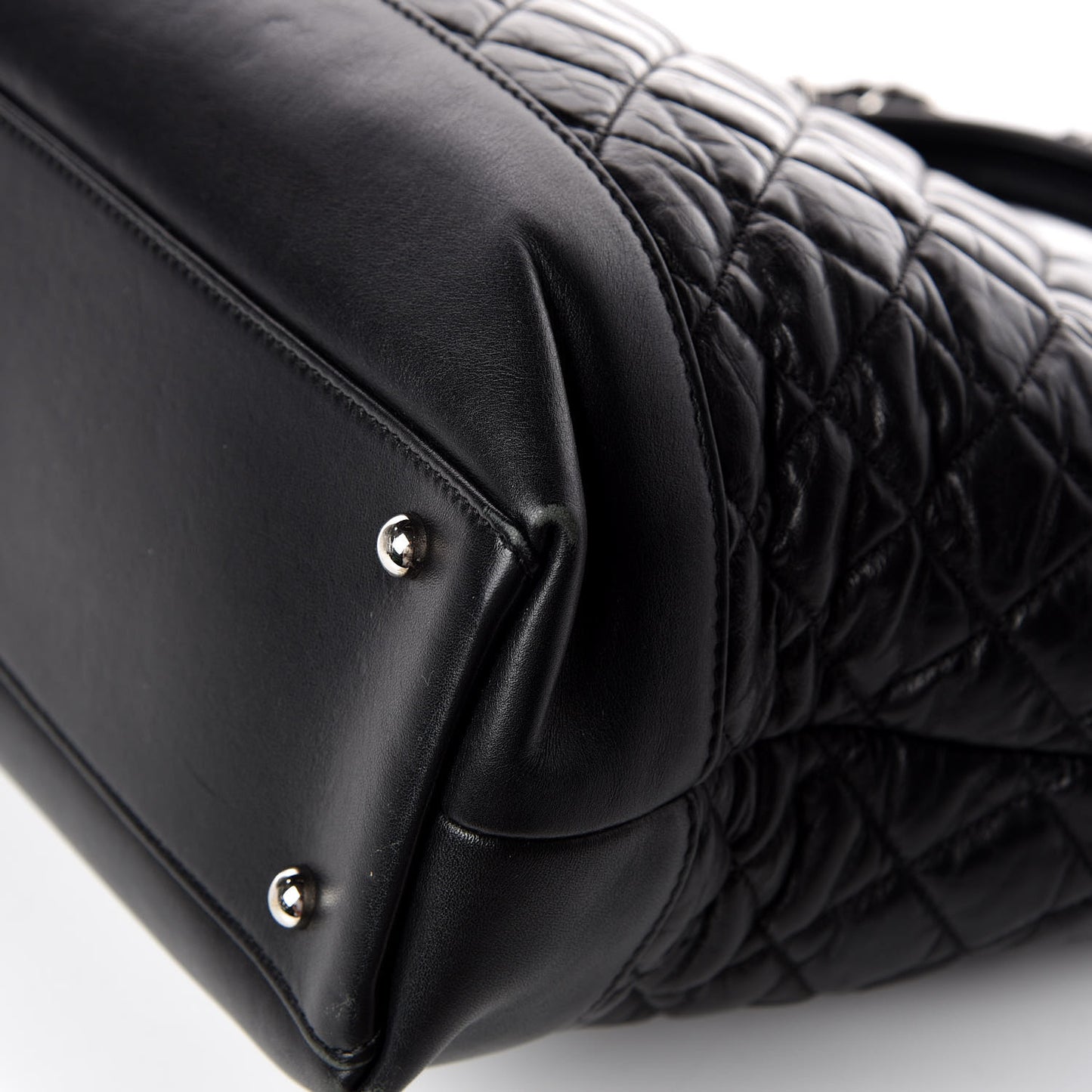 Aged Calfskin Quilted Be CC Tote Black