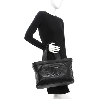 Chanel Goatskin Perforated Large CC Tote Black 2 of 8