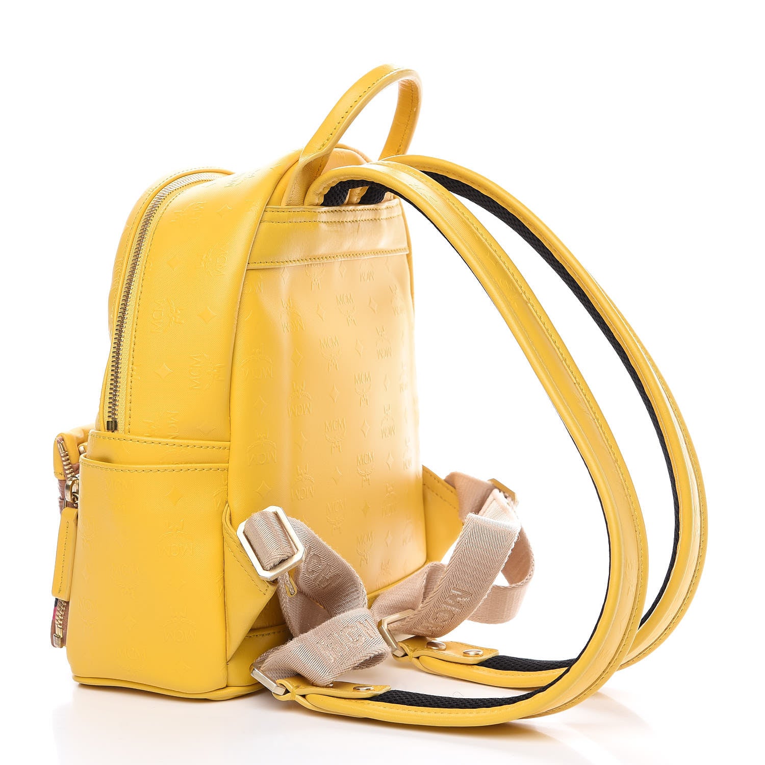 MCM Coated Canvas Diamond Print Mini Backpack Yellow 2 of 11
