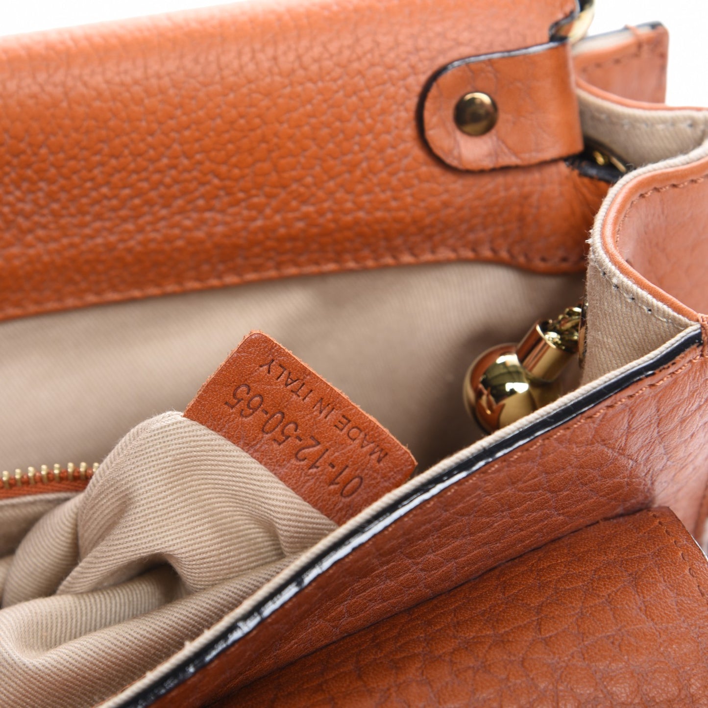 Grained Calfskin Medium Sally Flap Bag Tan