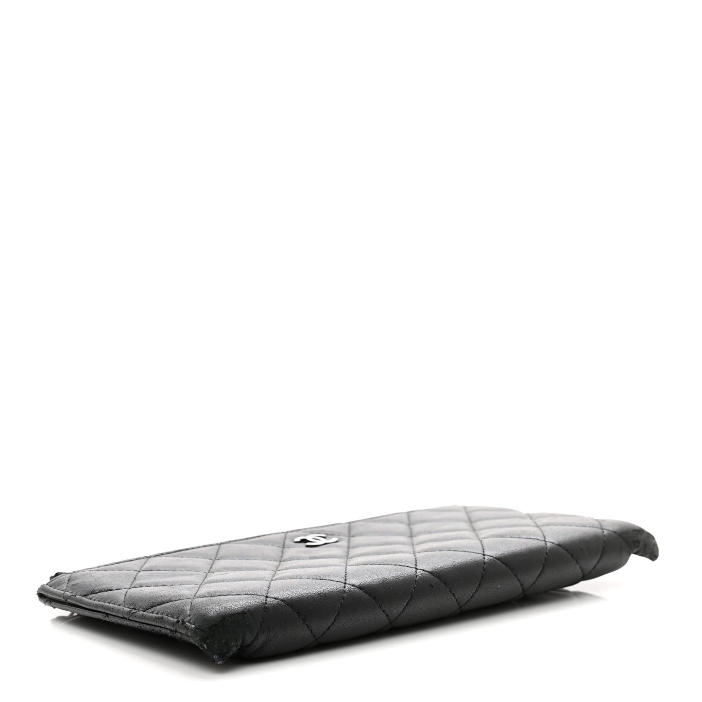 Lambskin Quilted Zip Pouch Black