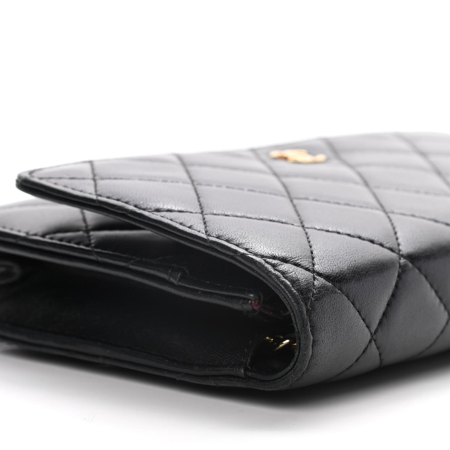 Lambskin Quilted Wallet On Chain WOC Black
