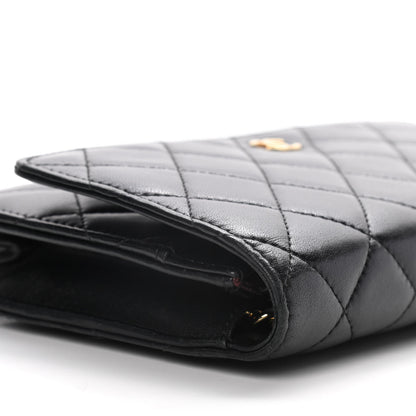 Chanel Lambskin Quilted Wallet On Chain WOC Black 12 of 20