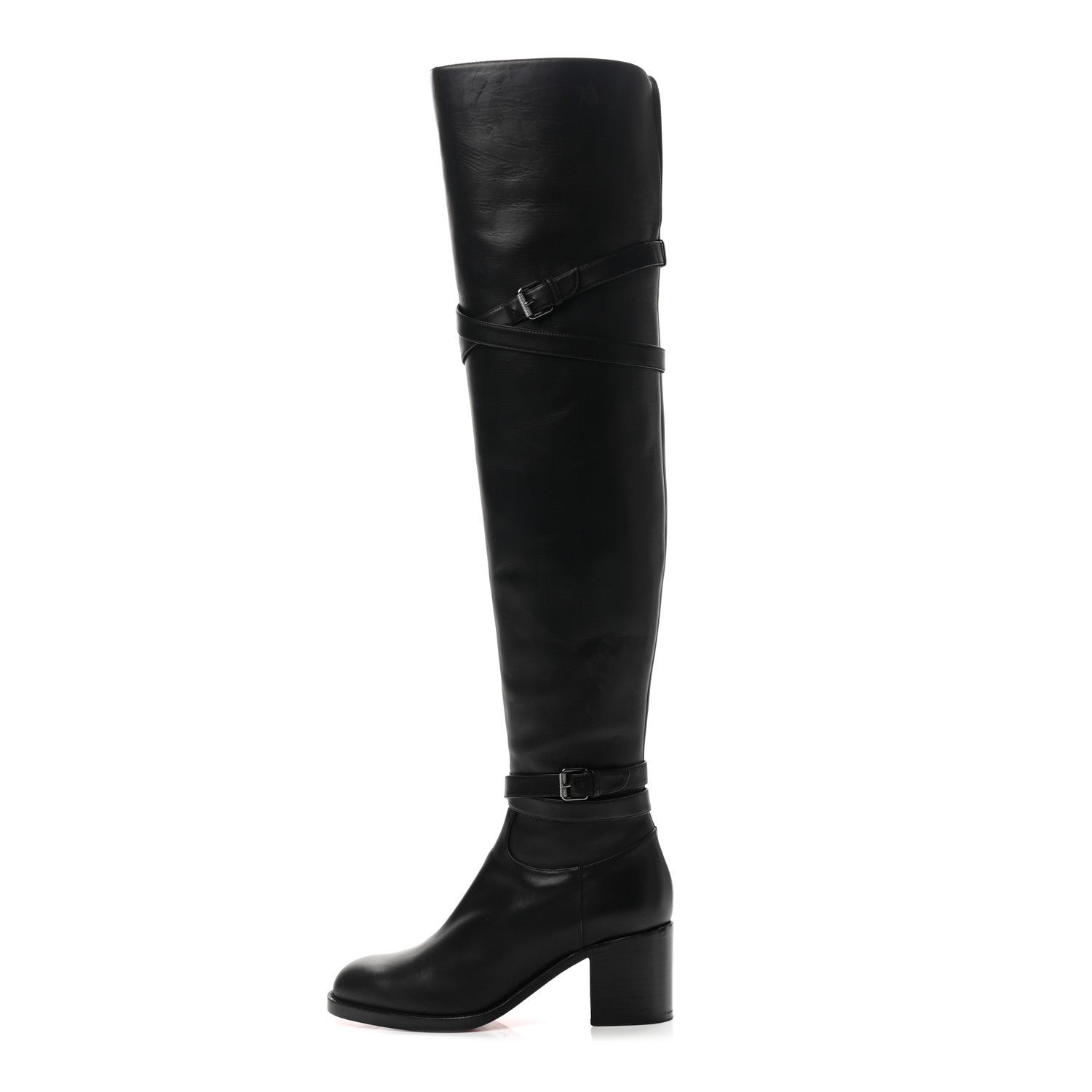 Christian Louboutin Calfskin Karialta 70 Over The Knee Boots 37.5 Black 1 of 11