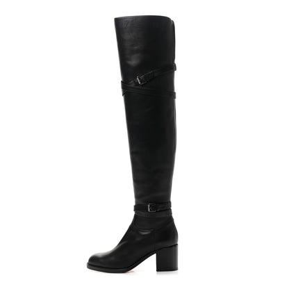 Christian Louboutin Calfskin Karialta 70 Over The Knee Boots 37.5 Black 1 of 11