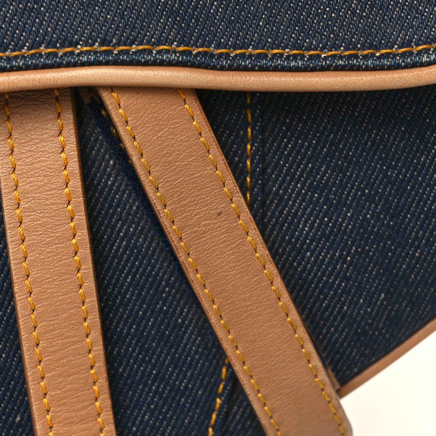 Denim Calfskin Saddle Bag Blue