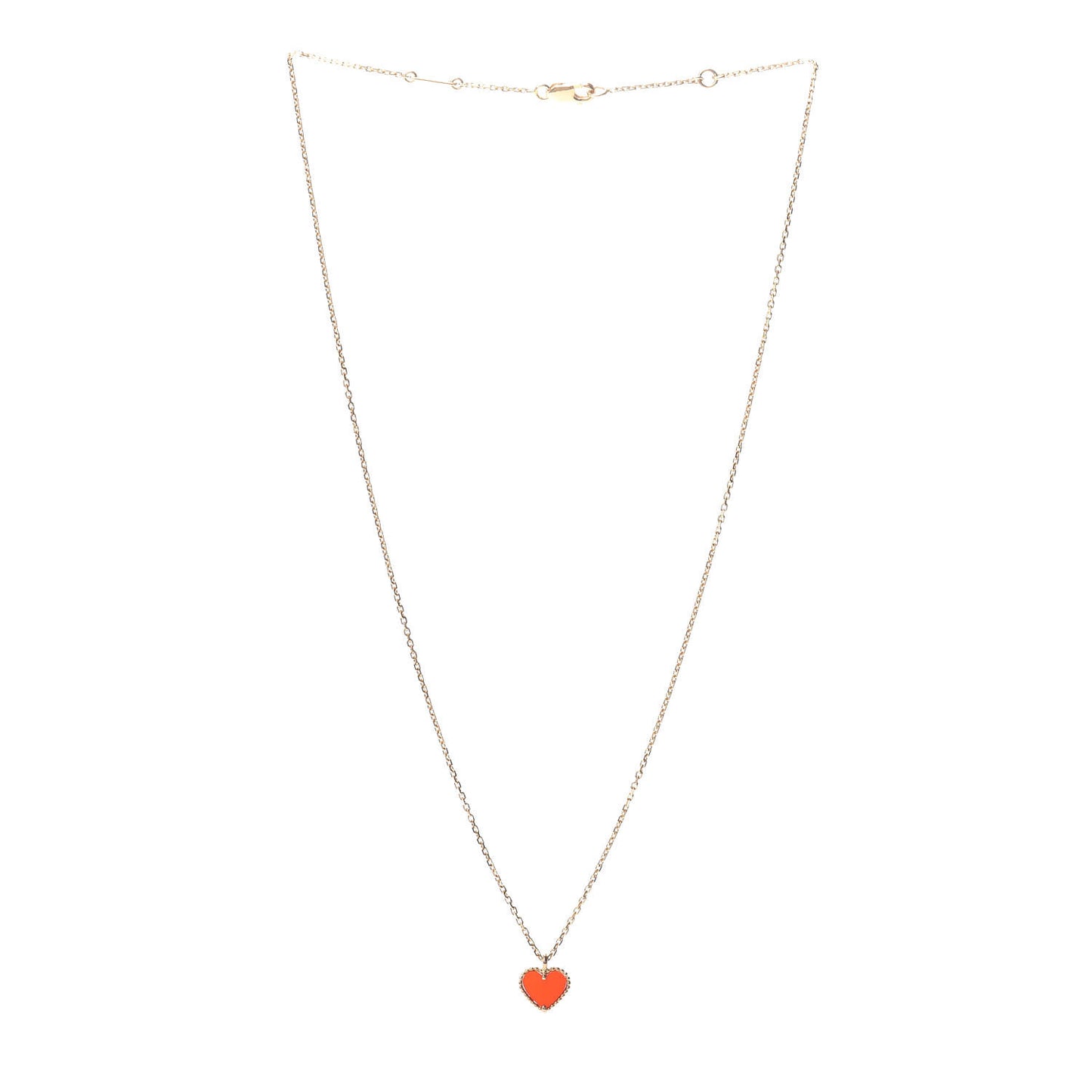 18K Yellow Gold Carnelian Sweet Alhambra Heart Pendant Necklace