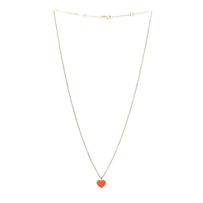 Van Cleef & Arpels 18K Yellow Gold Carnelian Sweet Alhambra Heart Pendant Necklace 3 of 5