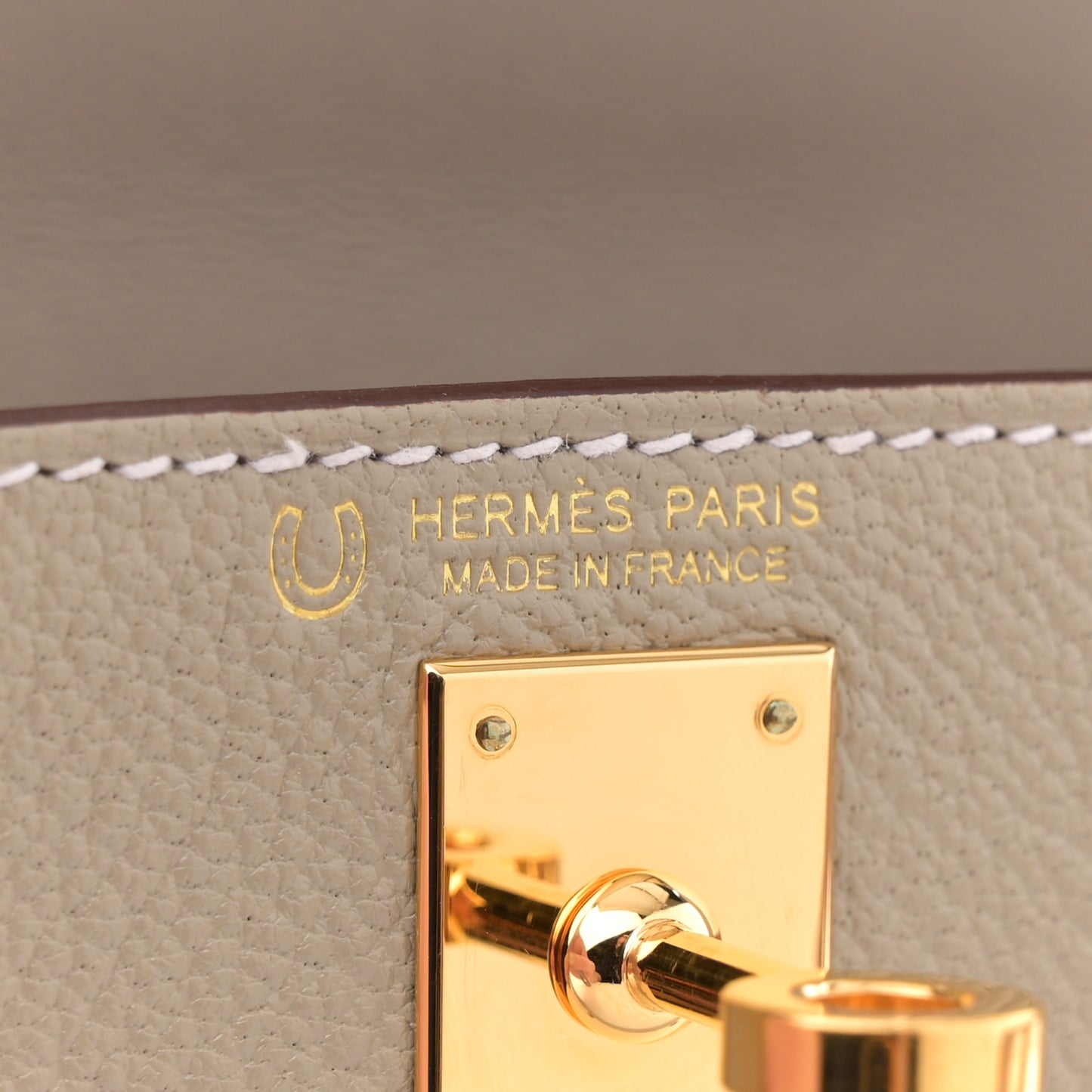 Chevre Mysore Horseshoe Mini Kelly Sellier 20  Gris Tourterelle Mauve Pale