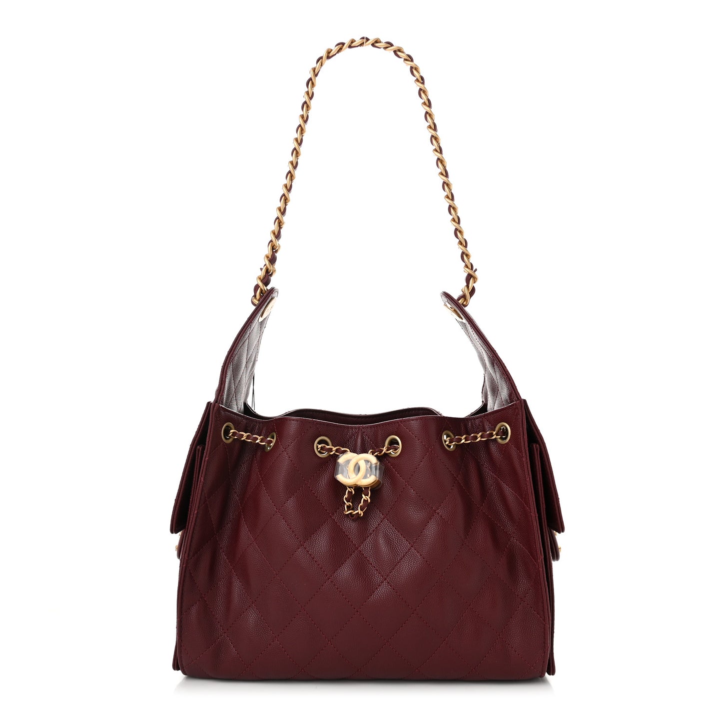 Caviar Quilted Small Chanel 25 Handbag Burgundy