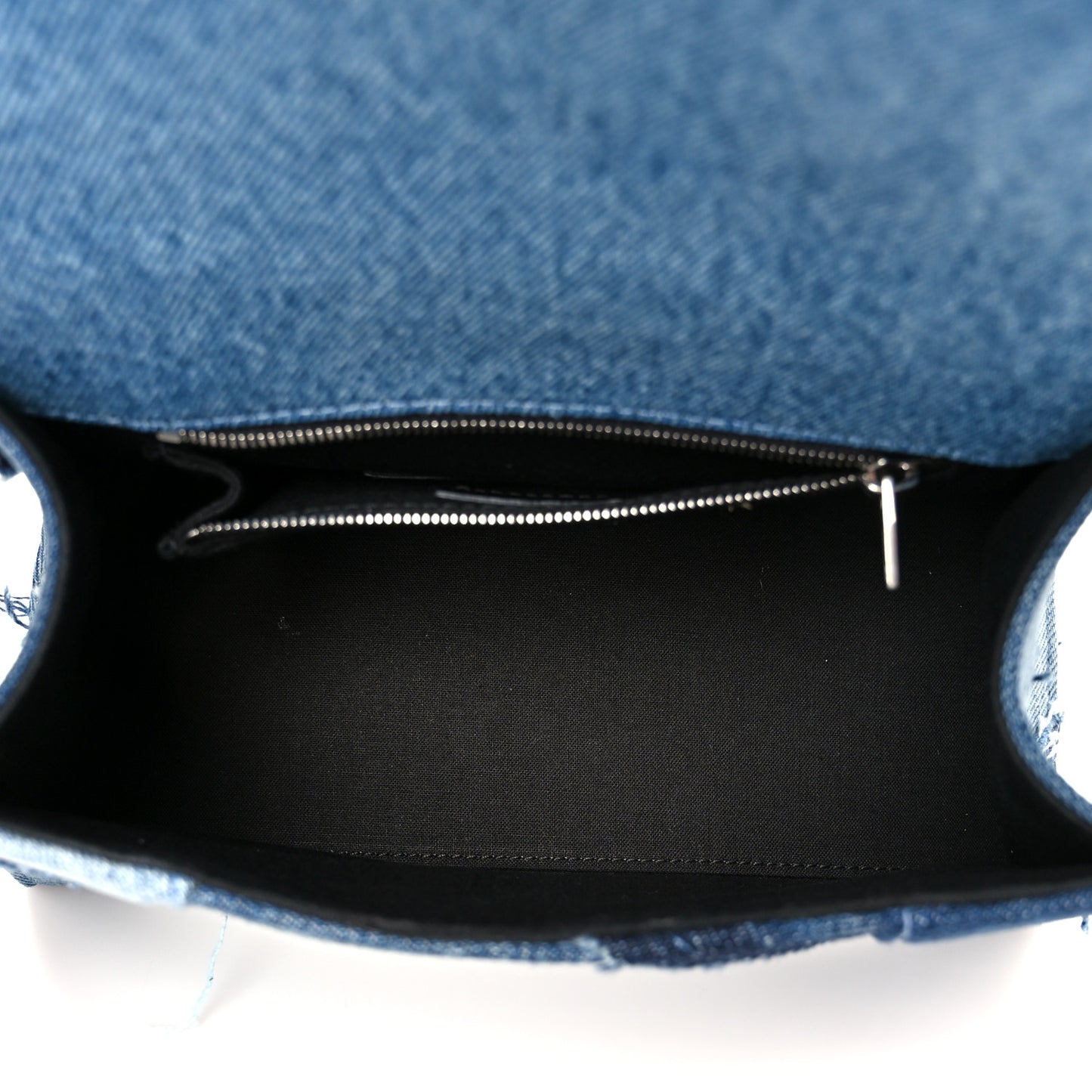 Denim Patchwork Small Hourglass Top Handle Bag Washed Blue