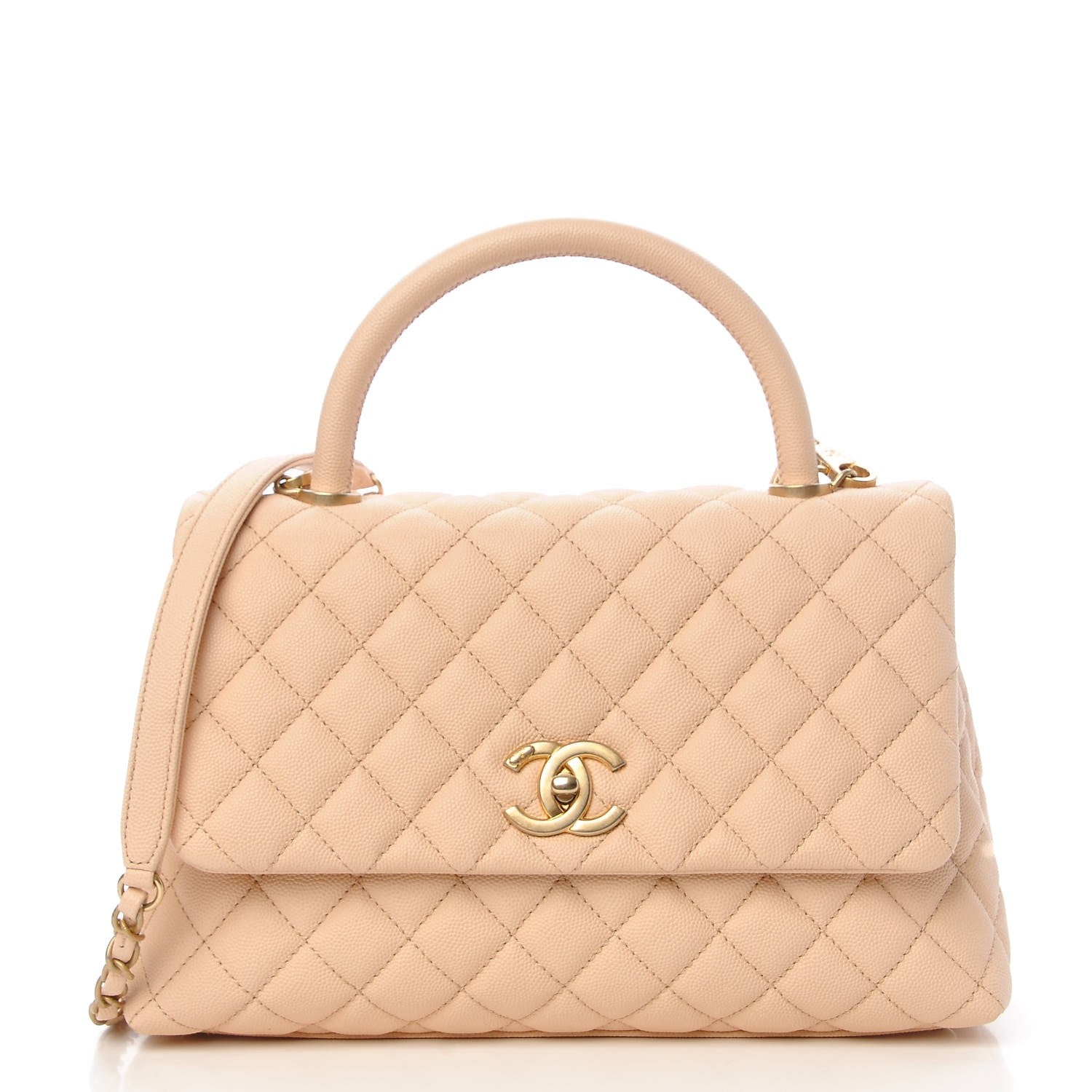 Chanel Caviar Quilted Small Coco Handle Flap Light Beige 1 of 11