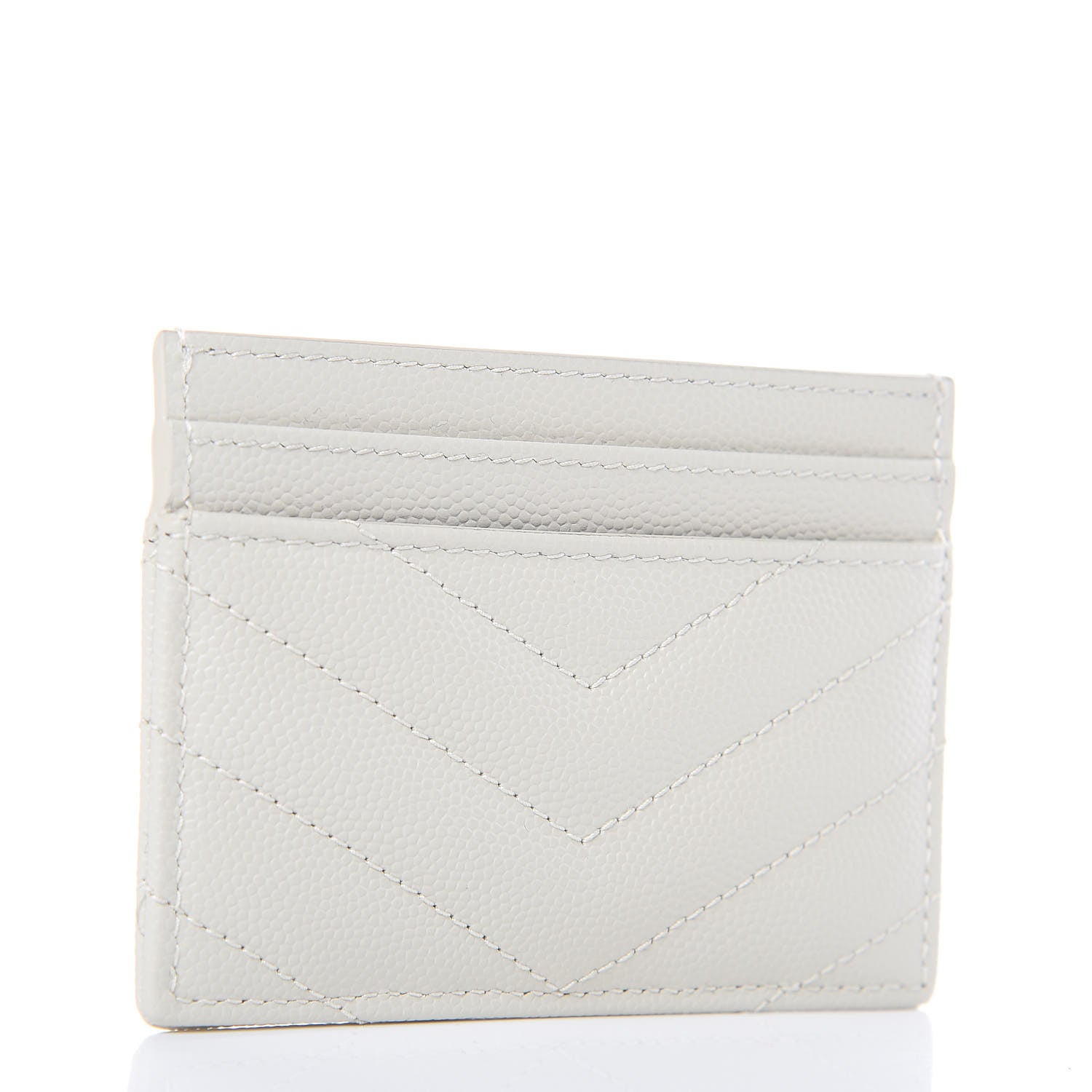 Saint Laurent Grain De Poudre Matelasse Chevron Card Case Crema Soft 3 of 7