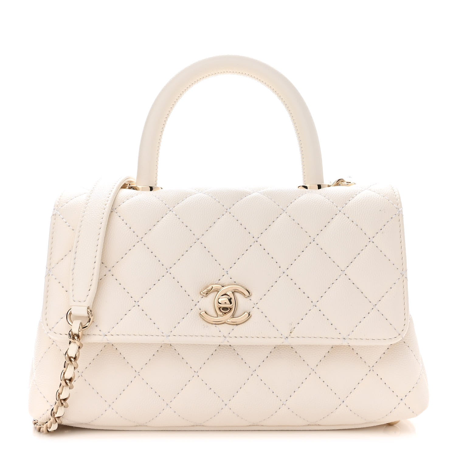 Chanel Caviar Quilted Mini Coco Handle Flap White 1 of 12