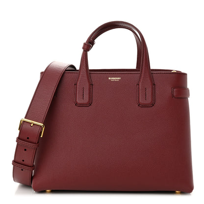 Burberry Grainy Calfskin House Check Medium Banner Tote Mahogany Red 1 of 9