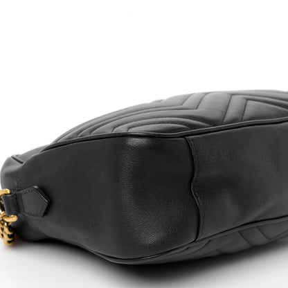 Gucci Calfskin Matelasse Medium GG Marmont Chain Shoulder Bag Black 10 of 11