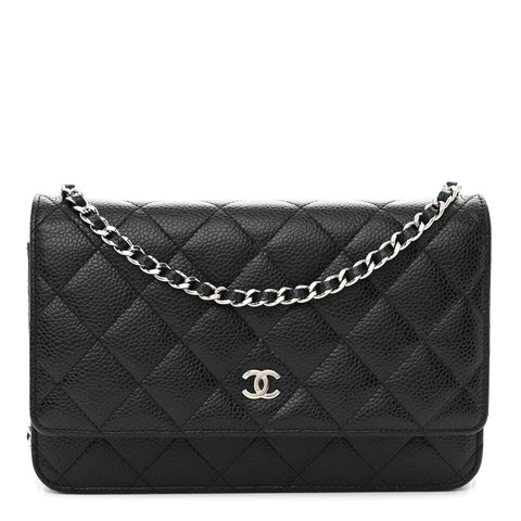 Caviar Quilted Wallet on Chain WOC Black