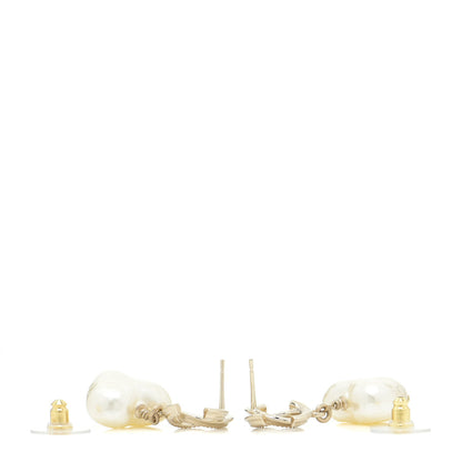 Chanel Pearl CC Heart Drop Earrings Gold 3 of 5