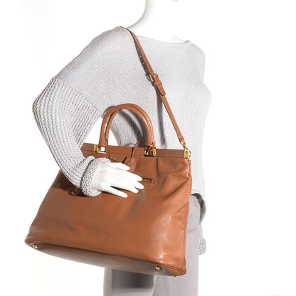 Prada Soft Calf Large Frame Tote Sughero 2 of 9