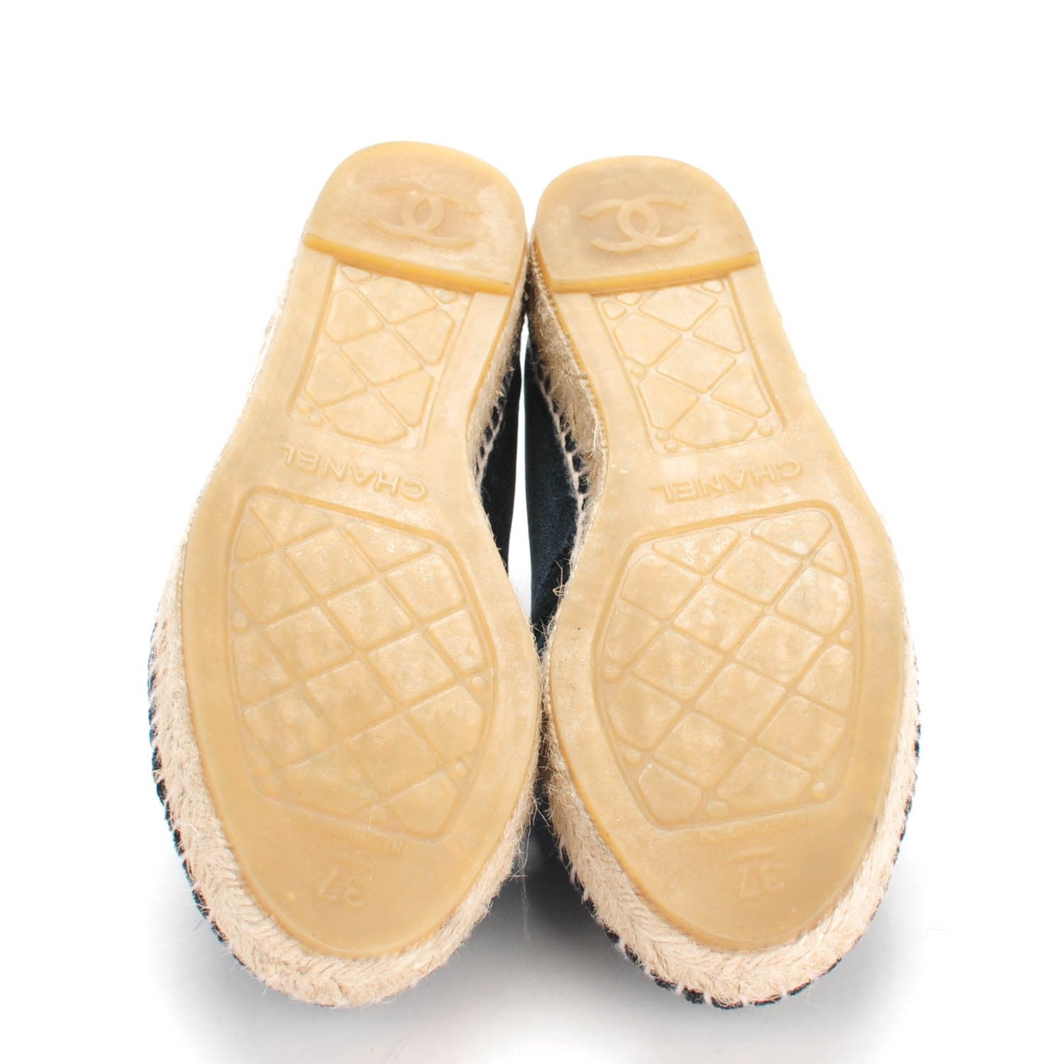 Chanel Velvet CC Espadrilles 37 Navy Black 5 of 7
