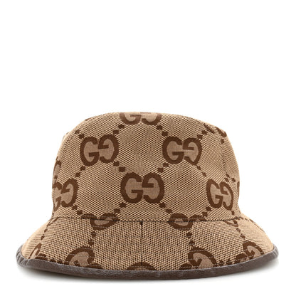 Gucci Monogram Jumbo GG Bucket Hat L Camel Ebony New Acero 5 of 9