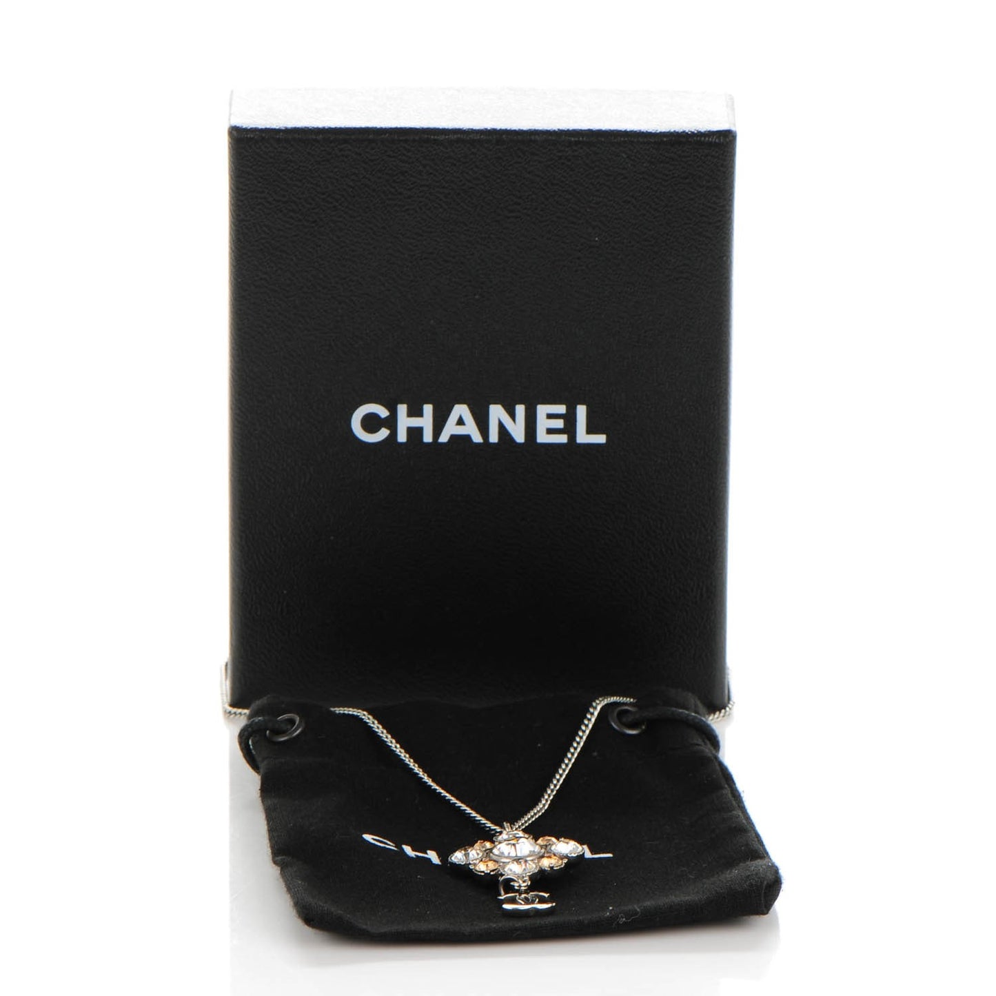 Crystal CC Pendant Necklace Silver