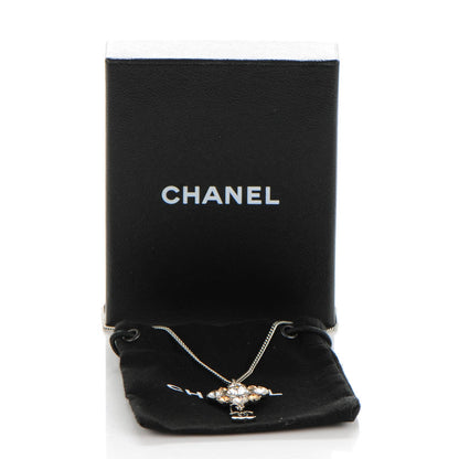 Chanel Crystal CC Pendant Necklace Silver 6 of 6