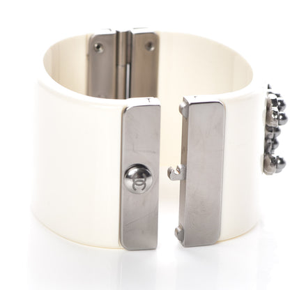 Chanel Resin Ruthenium CC Cuff White 4 of 6