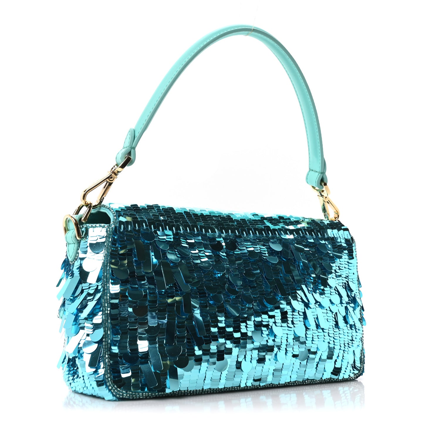 Sequin Paillettes Vitello Grace Sex and the City Baguette Spring Turquoise