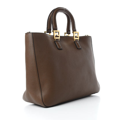 Fendi Cuoio Romano Selleria Medium FF Tote Brown 3 of 10