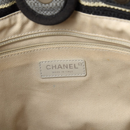 Chanel Striped Canvas Small Deauville Tote Dark Grey 8 of 10